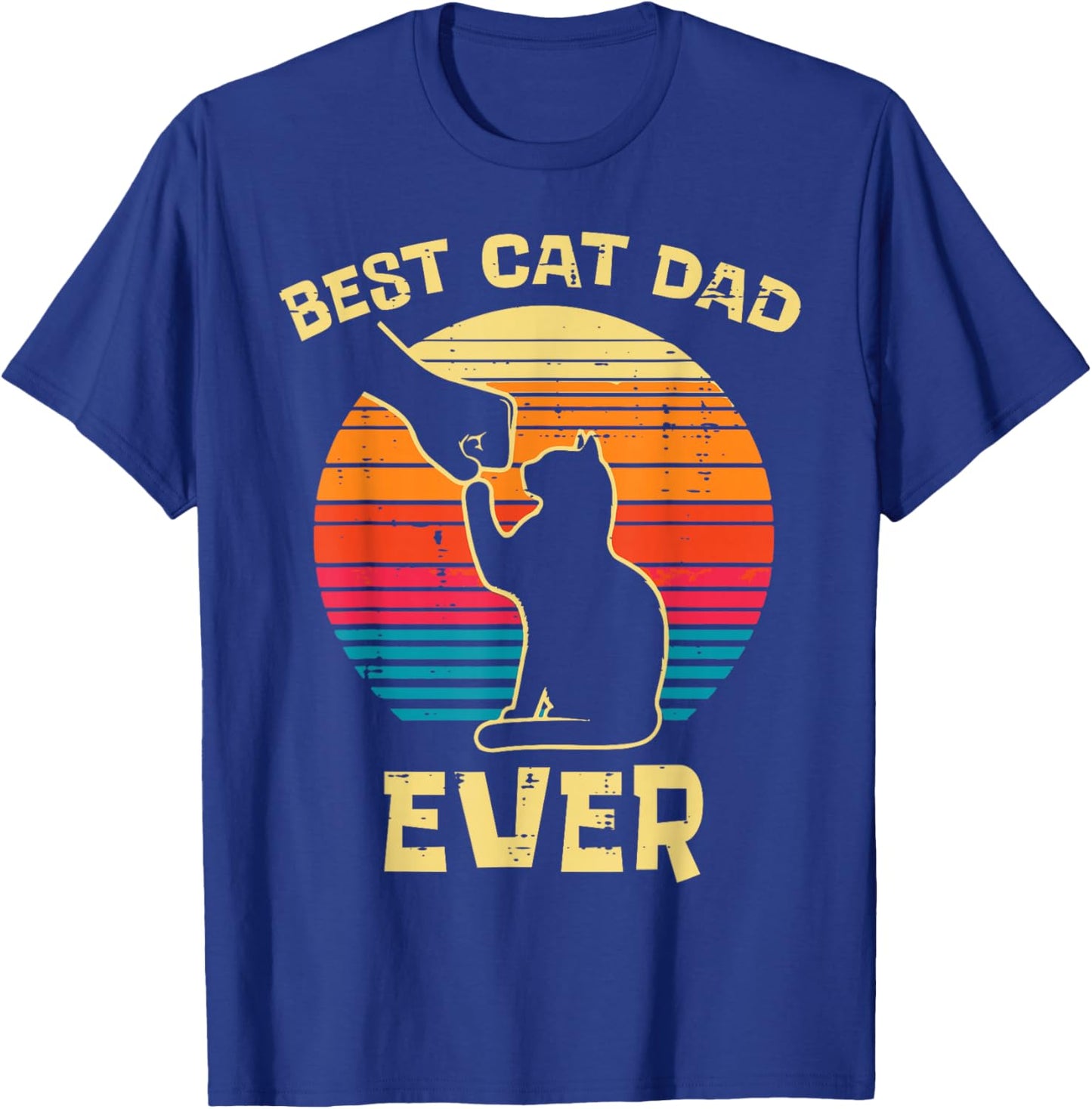 Best Cat Dad Ever Fist Bump Retro Kitten Fur Papa Daddy Men T-Shirt - T-Shirt | Royal