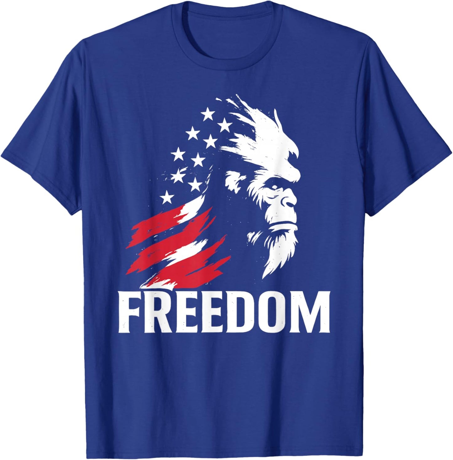 Vintage American Flag Bigfoot Freedom T-Shirt - T-Shirt | Royal