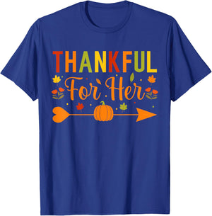 Thankful Couples Fall Matching Couple Thanksgiving T-Shirt - T-Shirt | Royal