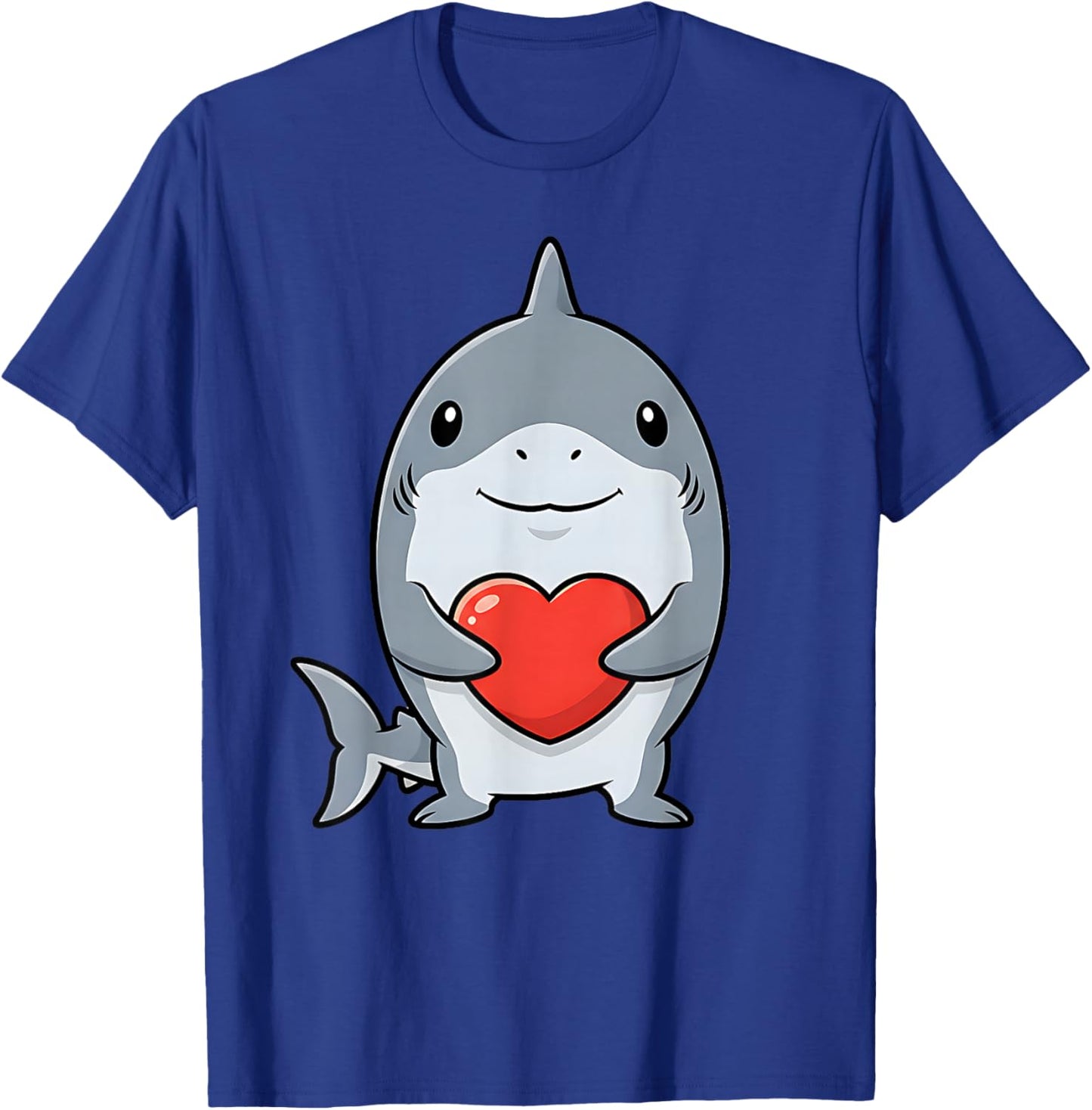 Valentines Day Cute Shark Holding Heart Animal Kids T-Shirt - T-Shirt | Royal
