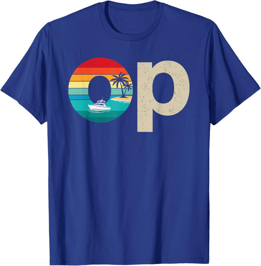 Op Ocean Vintage Pacific Ocean Beach Sun Palm Trees Retro T-Shirt - T-Shirt | Royal