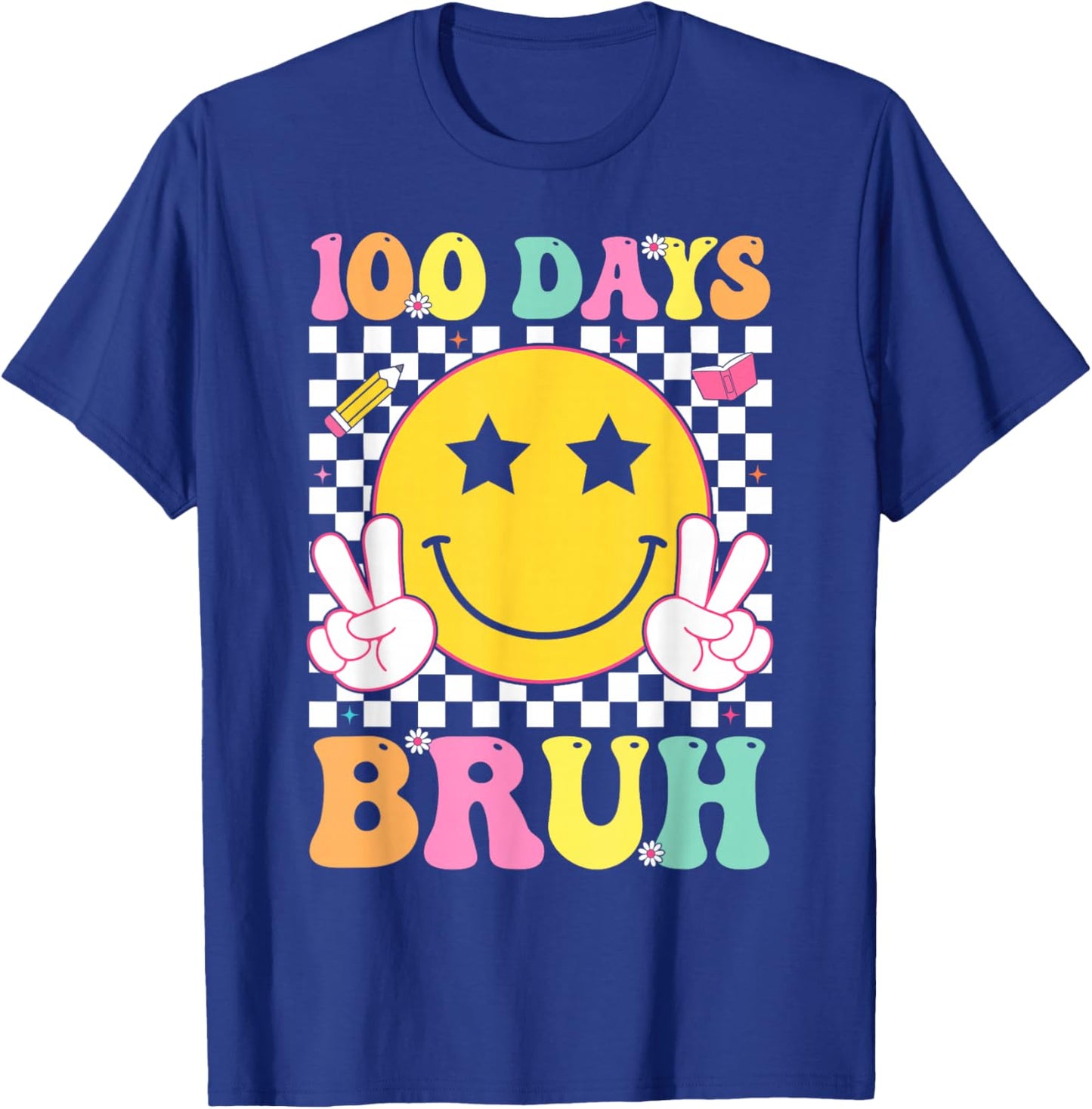 100 Days Bruh Boys Girls Kids 100th Day of School Teacher T-Shirt - T-Shirt | Royal