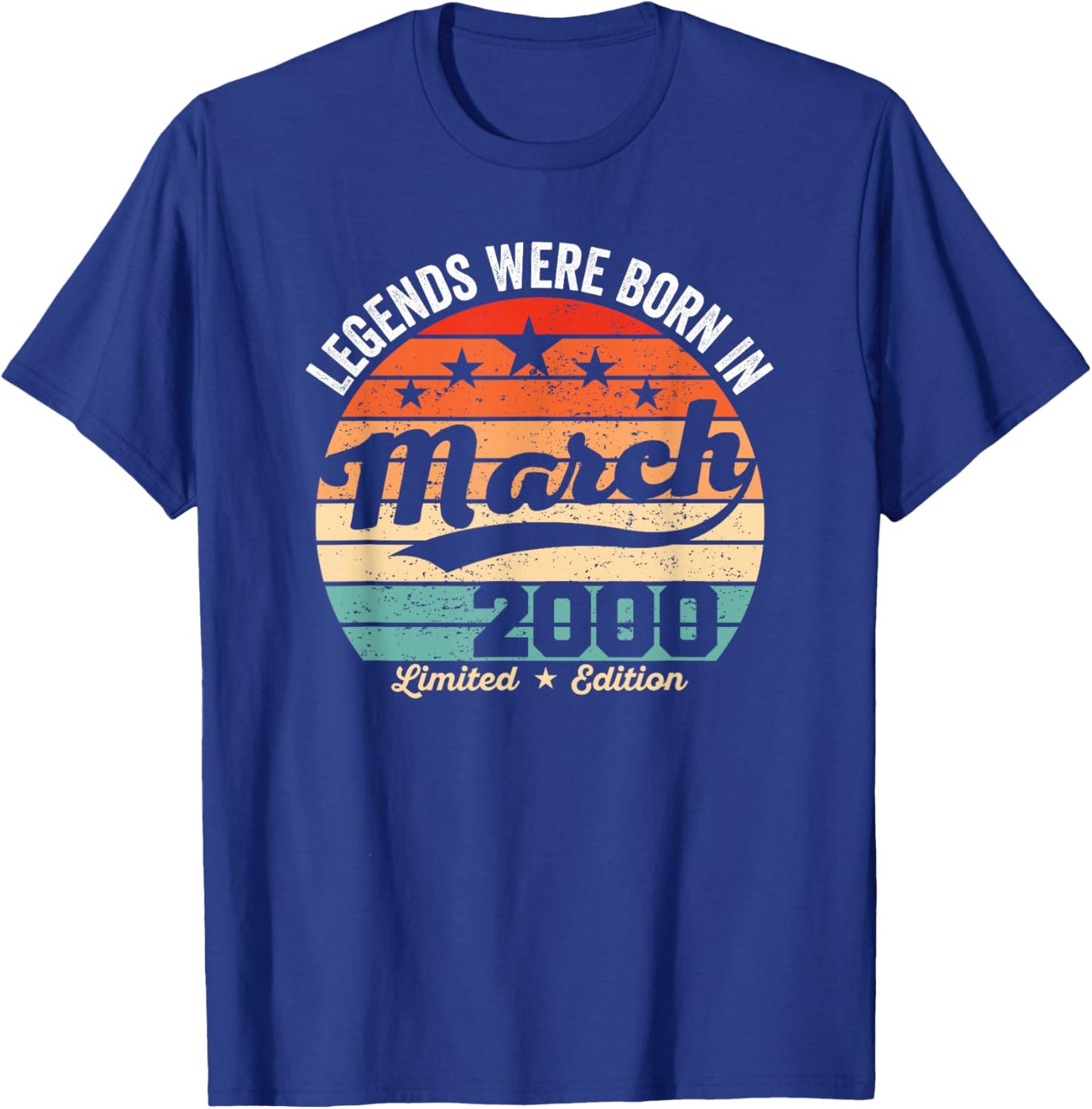Vintage 26th Birthday Legends were Born in March 2000 T-Shirt - T-Shirt | Royal