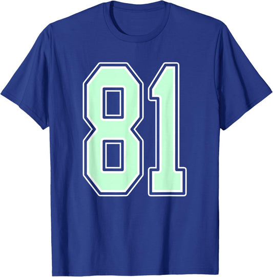 Cute Mint Green Number 81 Jersey Player Uniform #81 Fan T-Shirt - T-Shirt | Royal