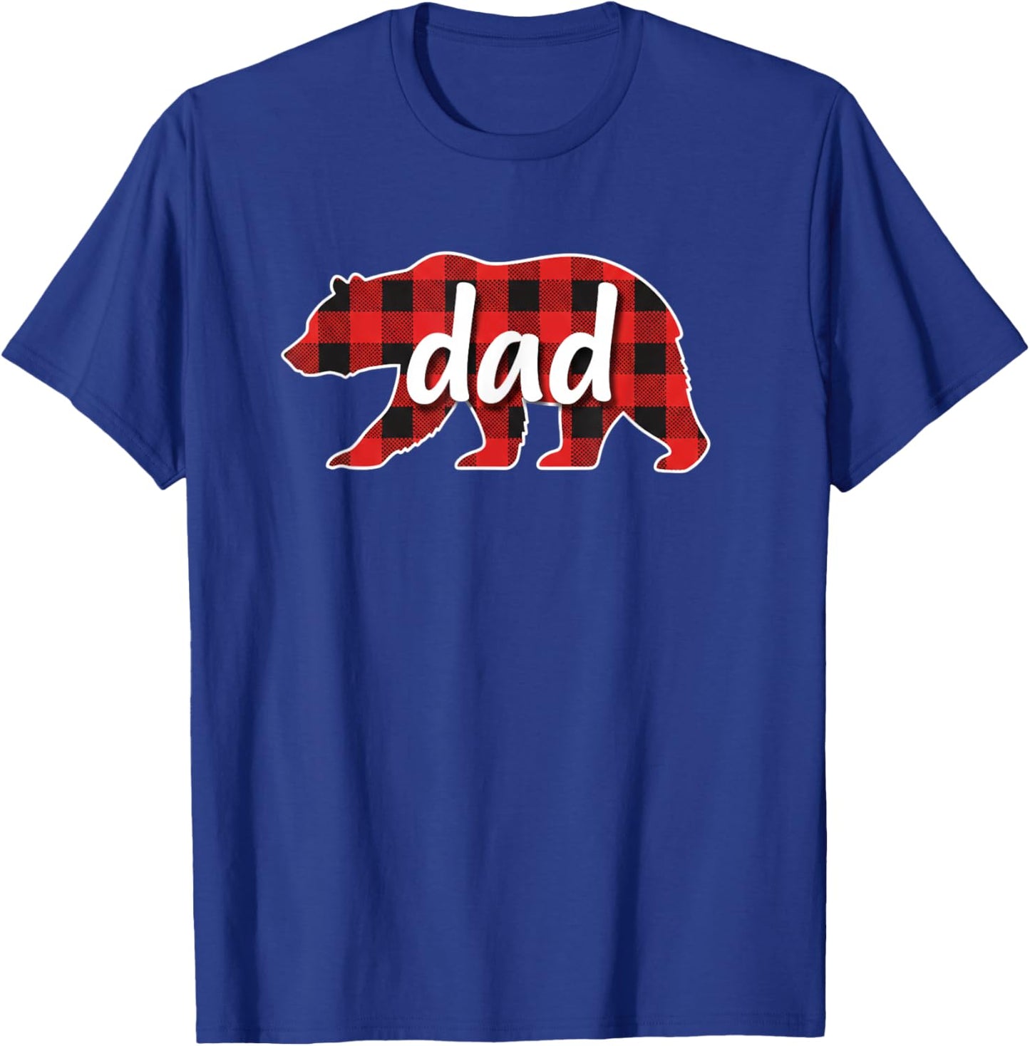 Dad Buffalo Plaid Bear Rustic Lumberjack Dad Father's Day T-Shirt - T-Shirt | Royal