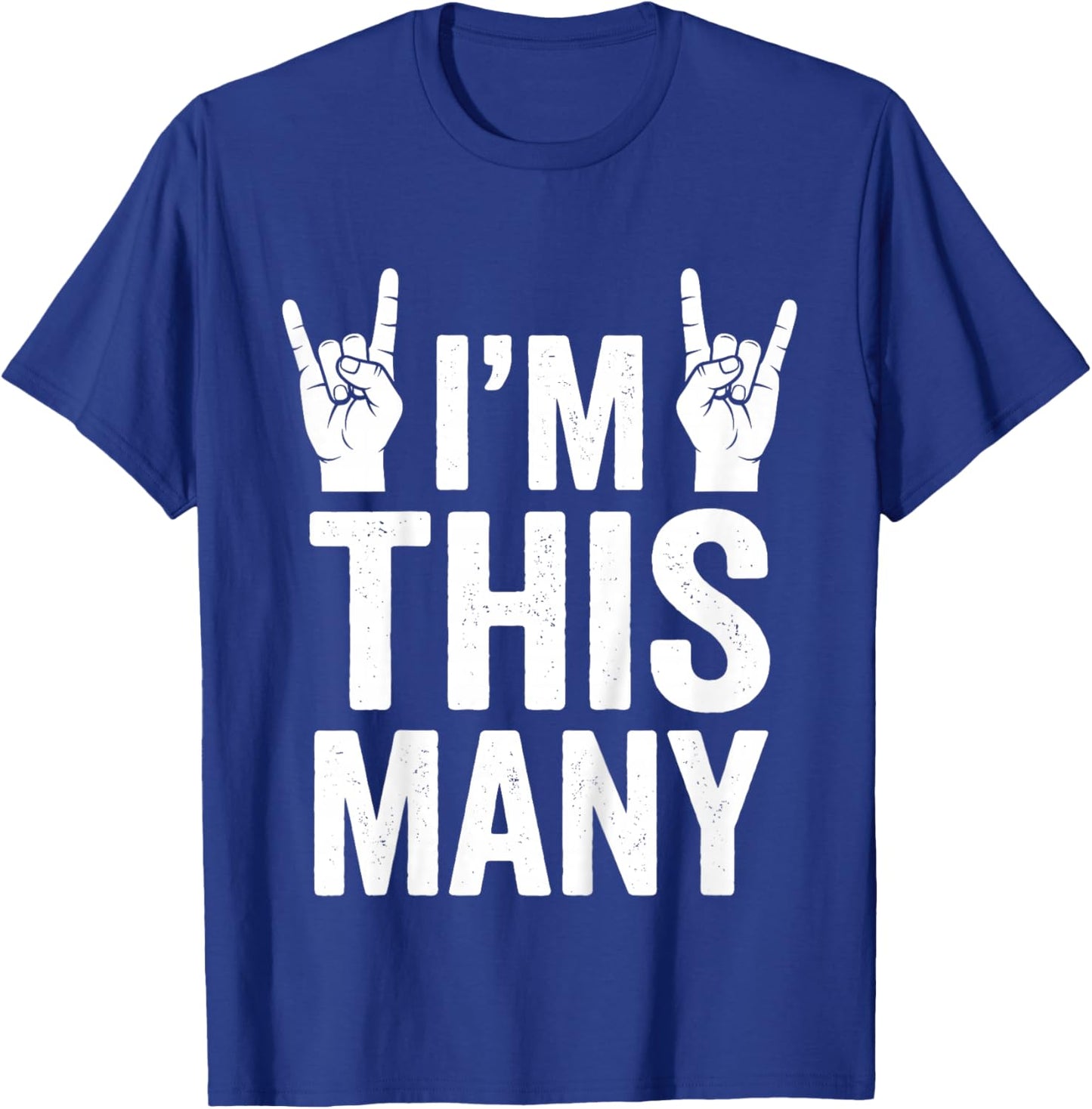 Kids I'm This Many 4th Birthday Rock Hands 4 Year Old T-Shirt - T-Shirt | Royal