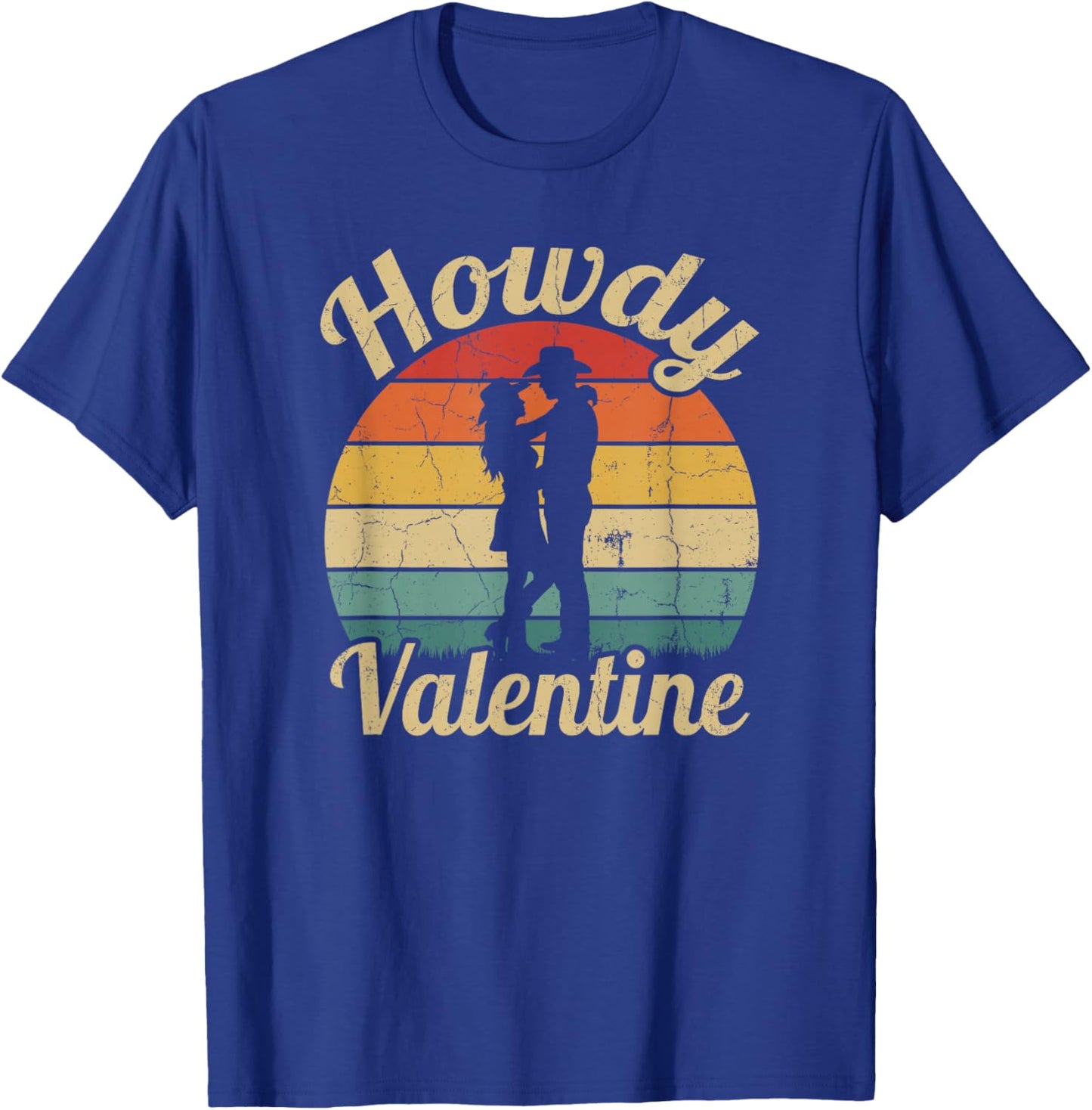 Vintage Howdy Valentine Cute Cowboy Cowgirl Western T-Shirt - T-Shirt | Royal