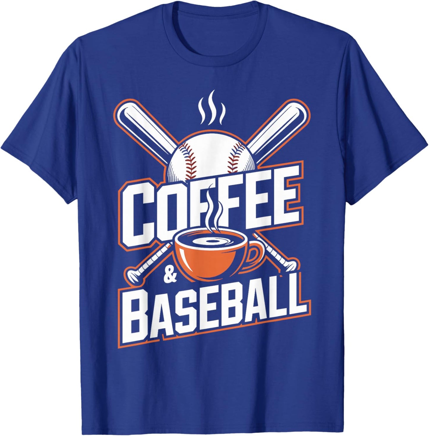 Coffee and Baseball Funny T-Shirt - T-Shirt | Royal