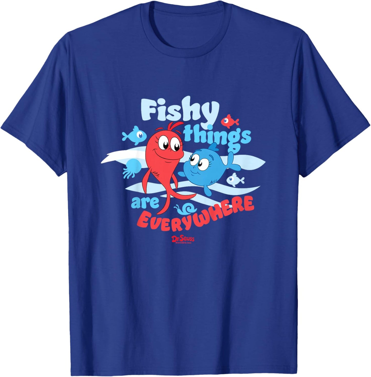 Red Fish, Blue Fish Fishy Things Officially Licensed Youth T-Shirt - T-Shirt | Royal