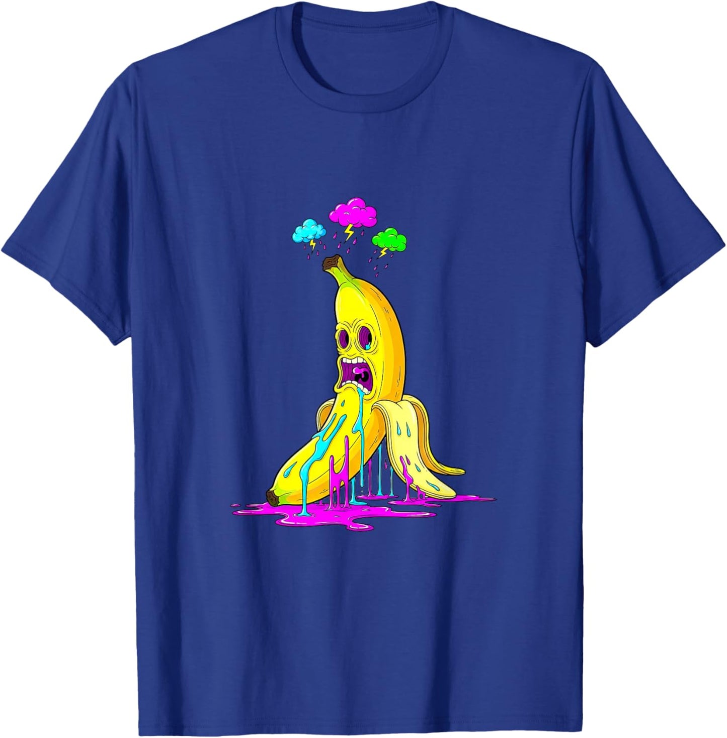Trippy Dripping Banana Rave Graphic T-Shirt - T-Shirt | Royal