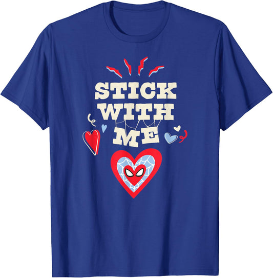 Marvel Spider-Man Stick with Me Valentine's Day Heart T-Shirt - T-Shirt | Royal