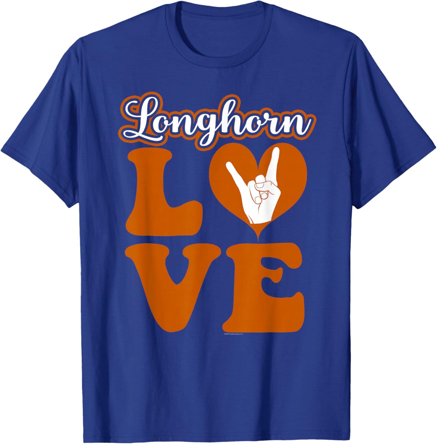 Love Longhorn Girl Heart Cute Retro Letters T-Shirt - T-Shirt | Royal