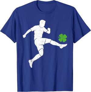 St Patricks Day Soccer Player Lucky Four Leaf Clover Men T-Shirt - T-Shirt | Royal