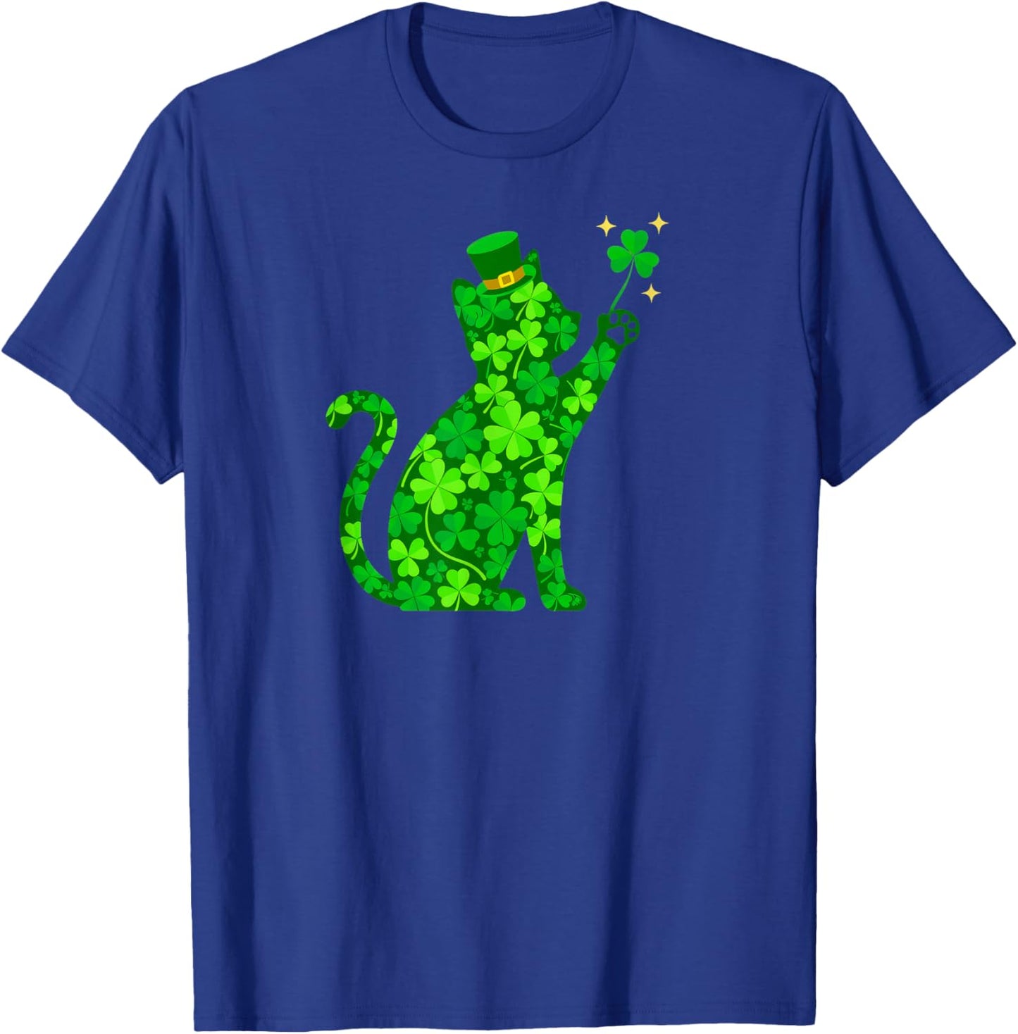 Shamrock Cat Graphic Saint Patrick Day Cat T-Shirt - T-Shirt | Royal