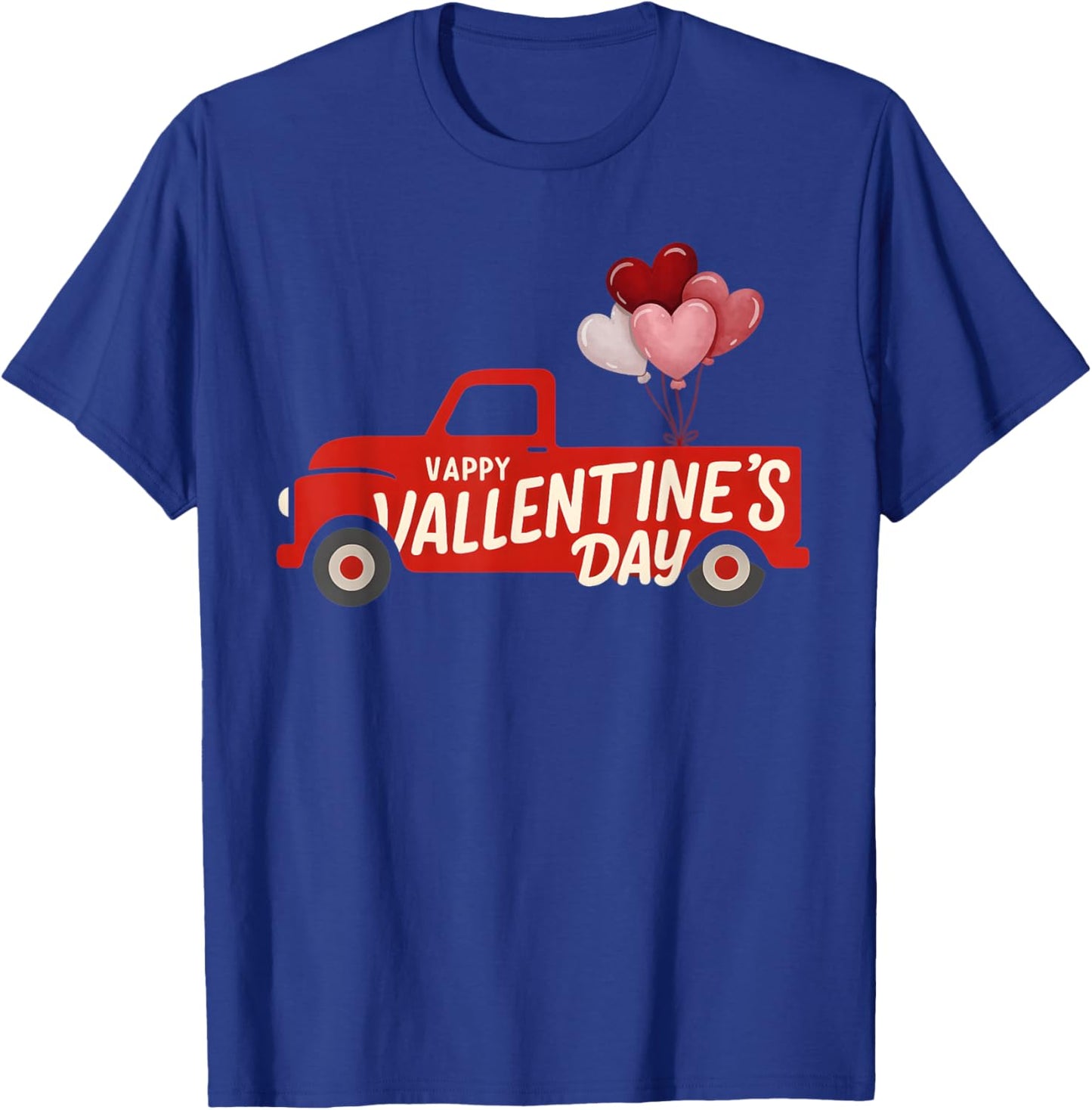 Funny Red Truck Hearts Valentines Day Country Farm Romance T-Shirt - T-Shirt | Royal