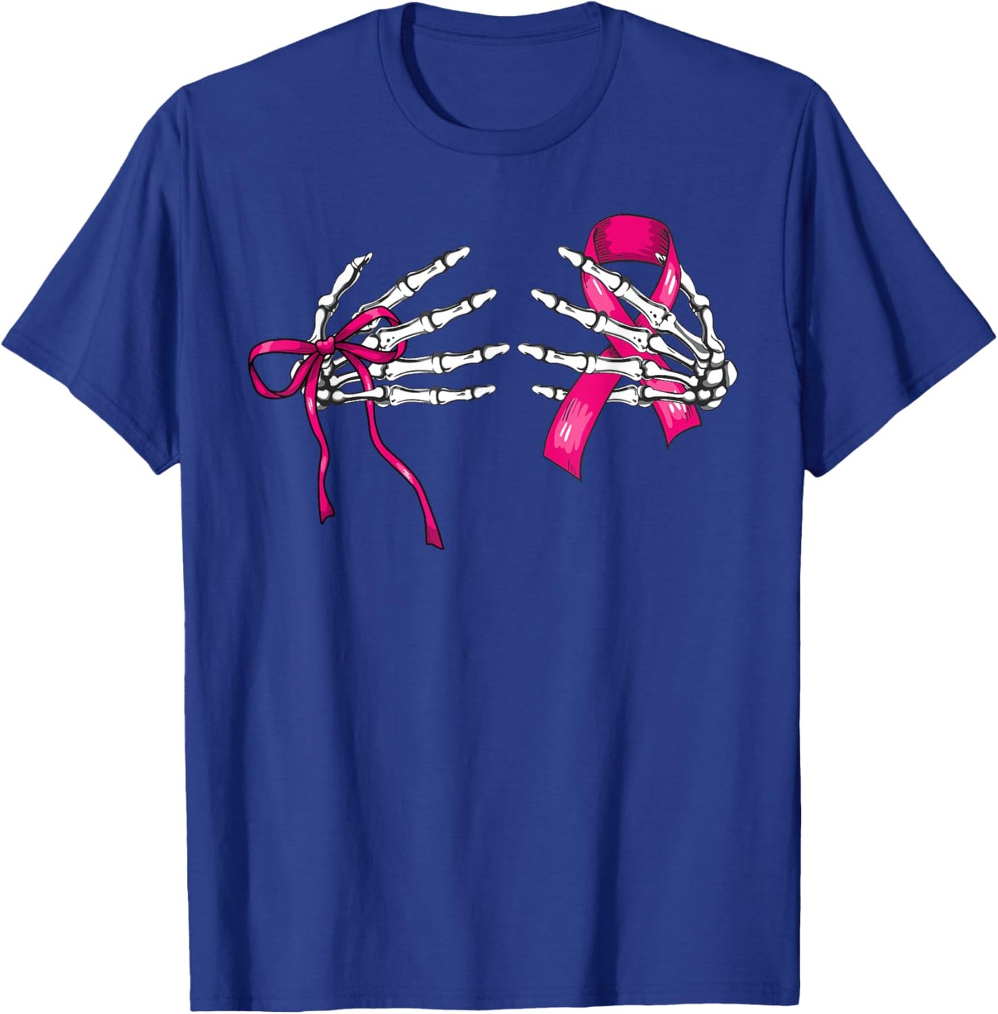 Skeleton Hand Check Your Boobs Funny Survivor Breast Cancer T-Shirt - T-Shirt | Royal