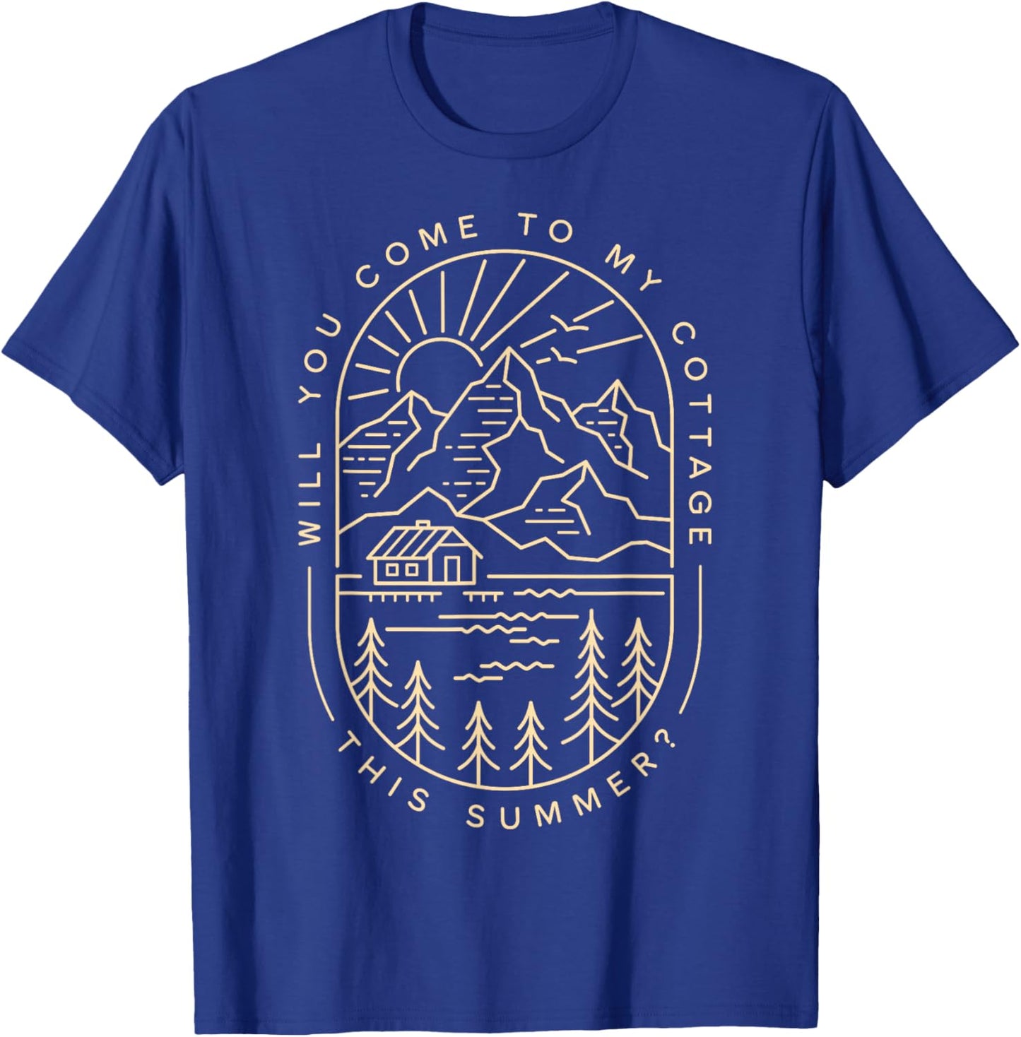 Cottage Coming WYCTMCTS Unique Summer Line Art T-Shirt - T-Shirt | Royal