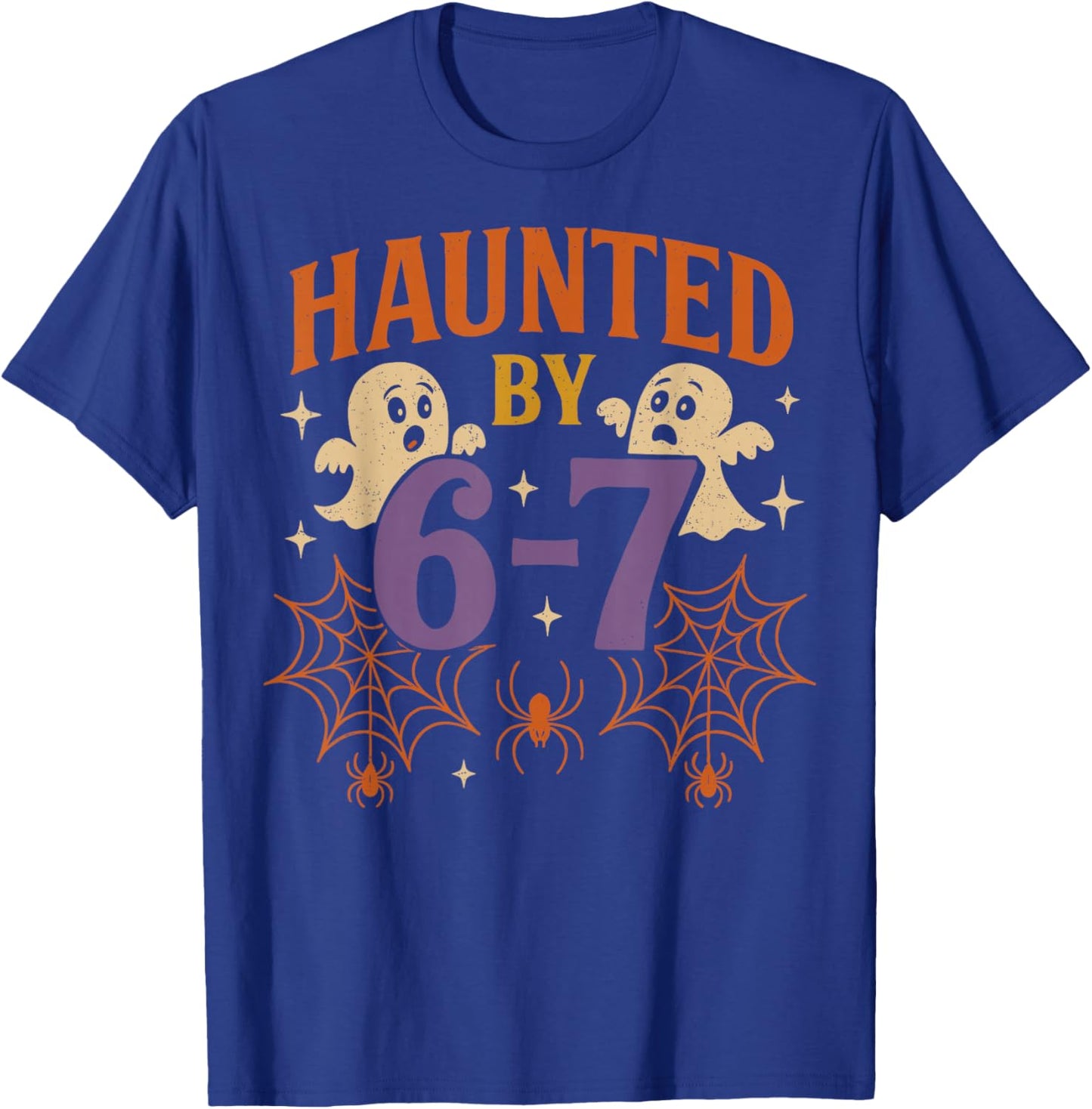 Haunted by 6-7 Halloween Ghosts and Spiders for Boys & Girls T-Shirt - T-Shirt | Royal
