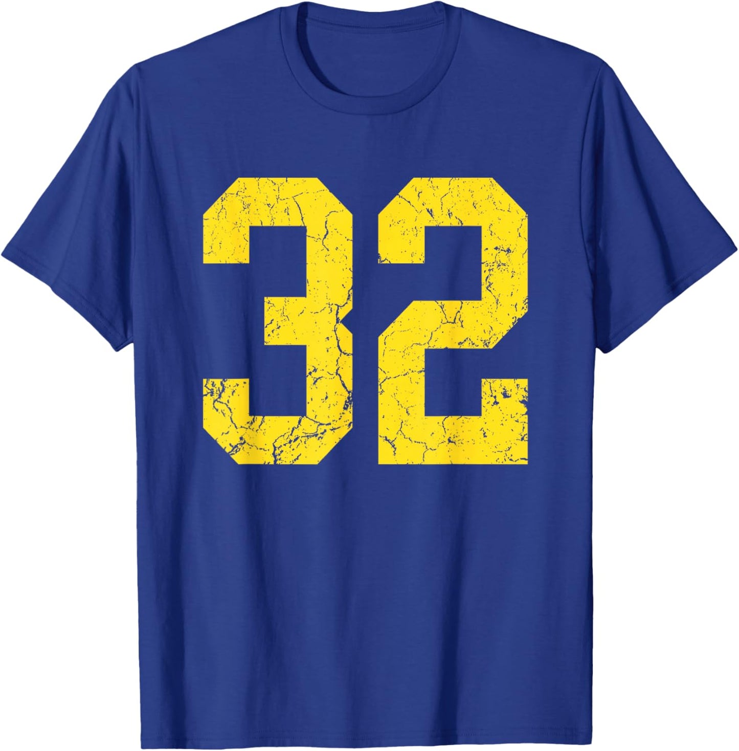 Distressed Bright Gold Number 32 Jersey Player Uniform #32 T-Shirt - T-Shirt | Royal