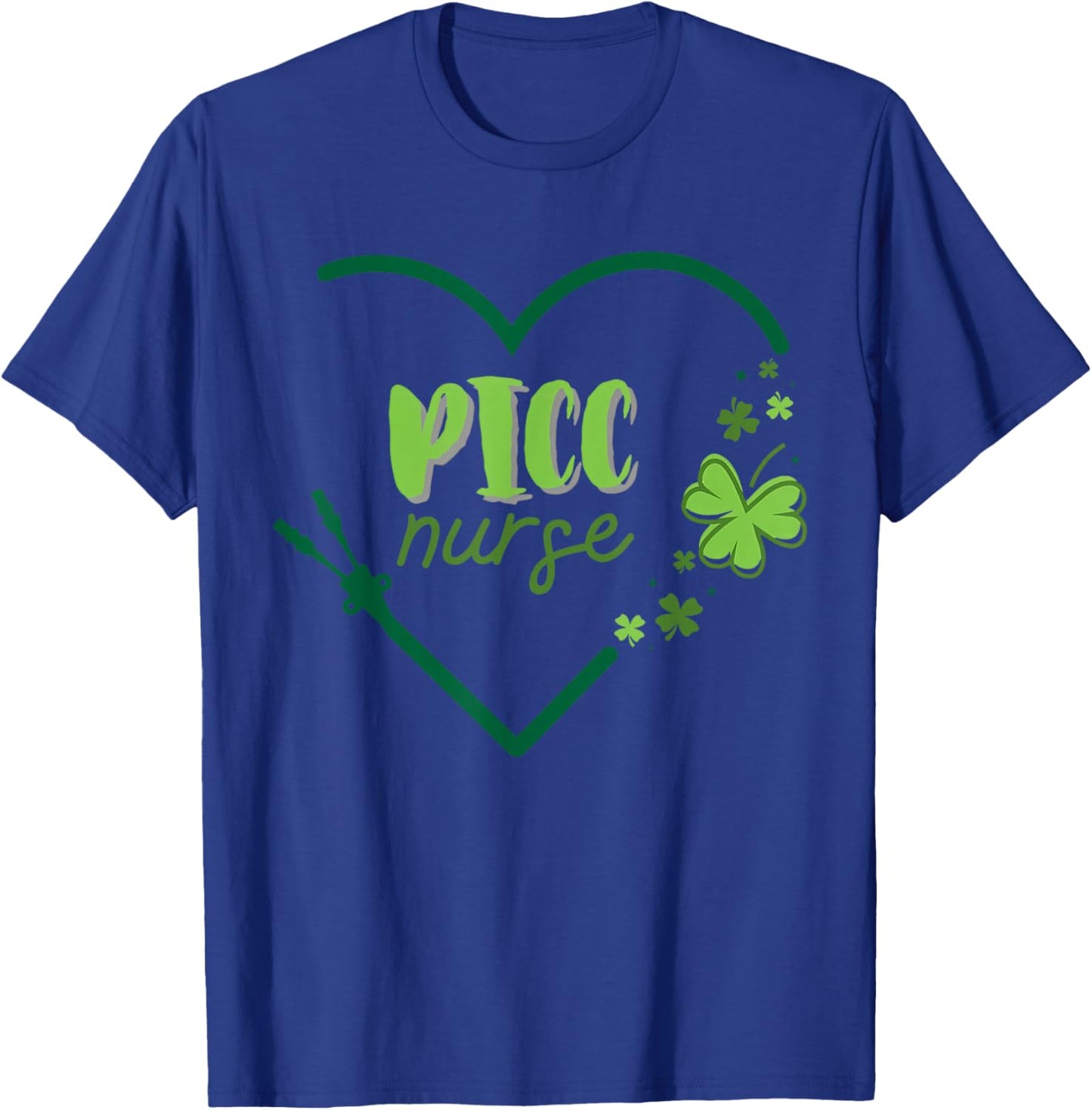 PICC Nurse Cute Heart Shamrock St Patrick's Day Infusion T-Shirt - T-Shirt | Royal