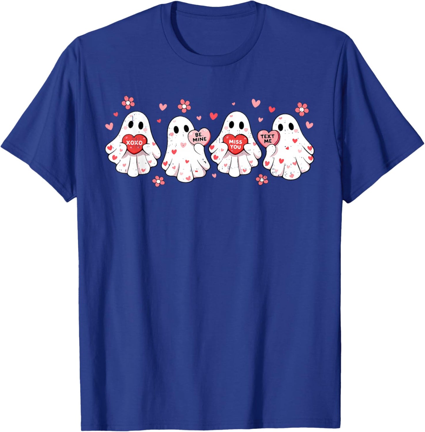 Cute Ghost Love Hearts Valentines Day Teens Girls T-Shirt - T-Shirt | Royal
