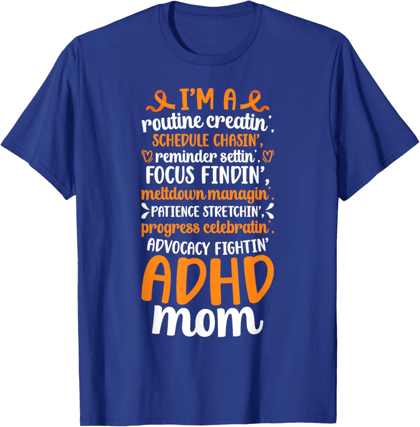 ADHD Mom Definition ADHD Warrior Mother ADHD Awareness Month T-Shirt - T-Shirt | Royal
