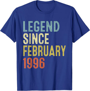 Legend Since February 1996 30th Birthday Gifts 30 Year Old T-Shirt - T-Shirt | Royal
