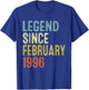 Legend Since February 1996 30th Birthday Gifts 30 Year Old T-Shirt - T-Shirt | Royal