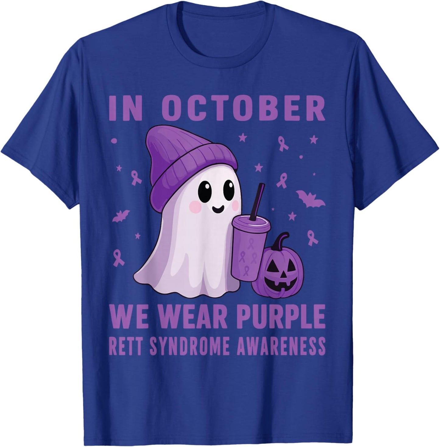 Halloween Boo Rett Syndrome Awareness in October Purple T-Shirt - T-Shirt | Royal