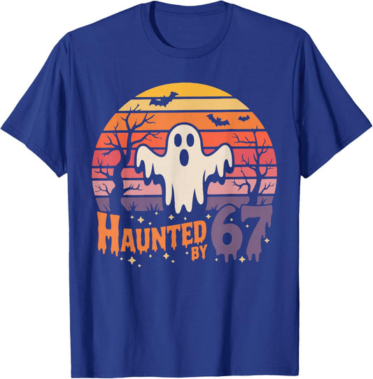 Retro Haunted by 67 Funny Halloween T-Shirt - T-Shirt | Royal