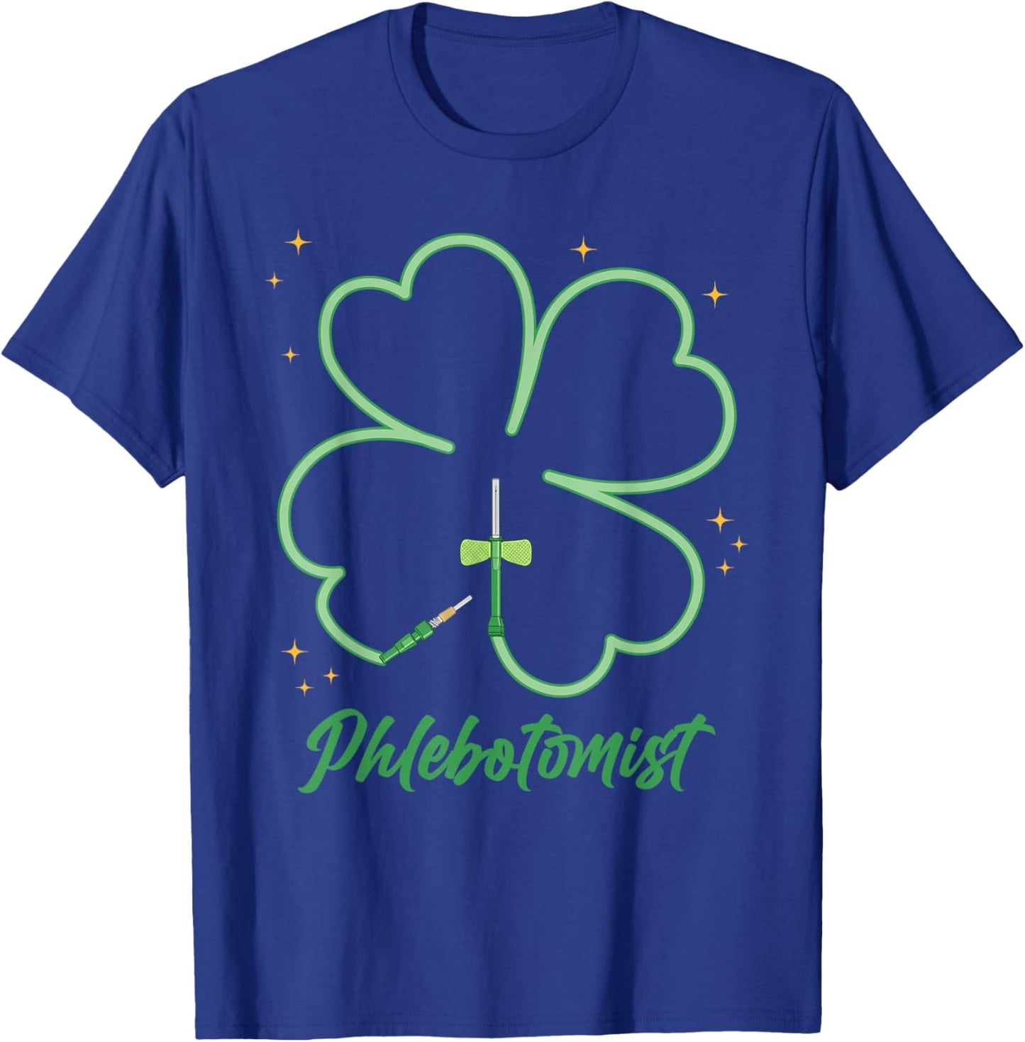 St Patrick’s Day Phlebotomist Shamrock Nurse Men Women T-Shirt - T-Shirt | Royal