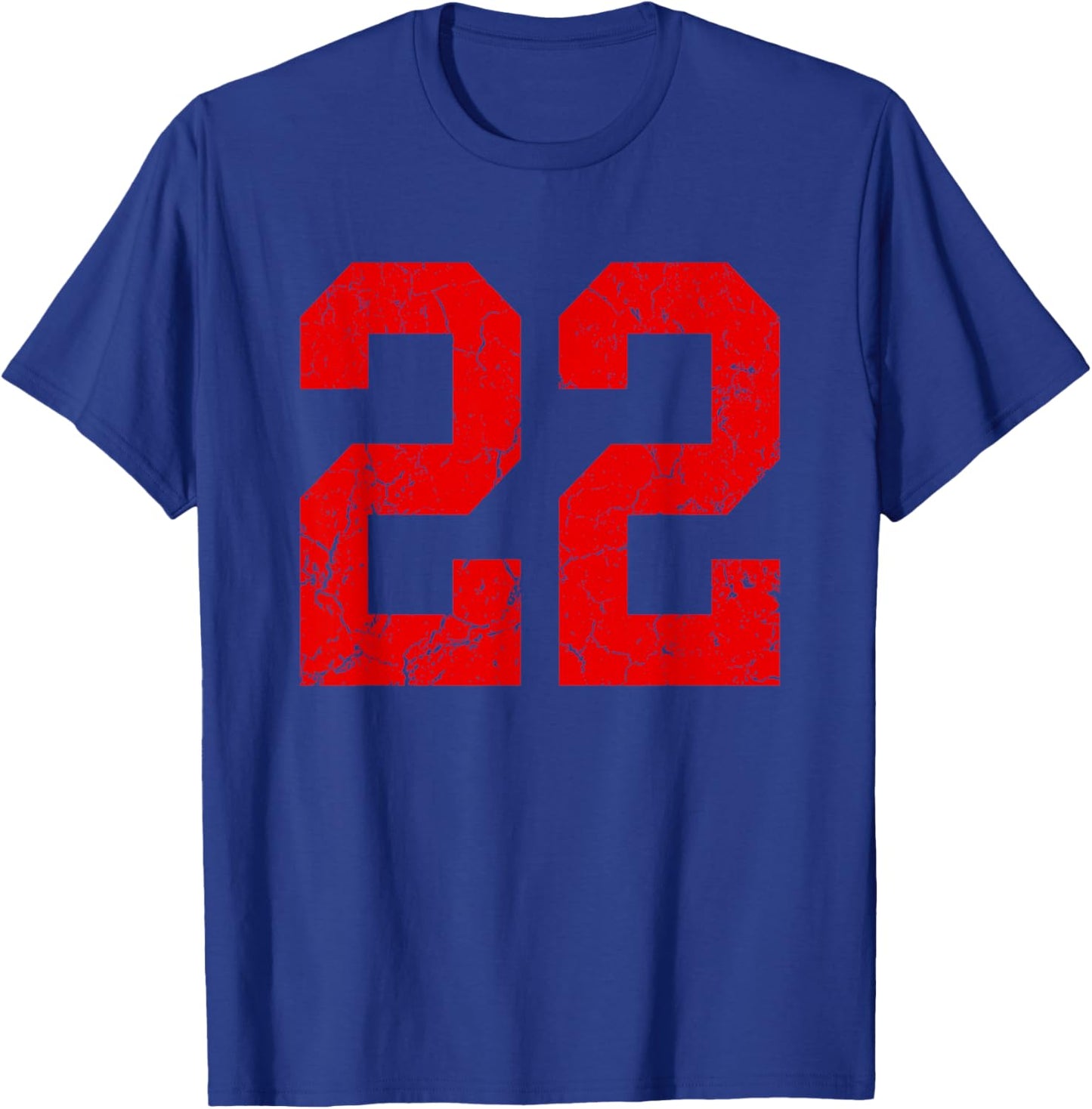 Distressed Red Number 22 Jersey Player Uniform #22 T-Shirt - T-Shirt | Royal
