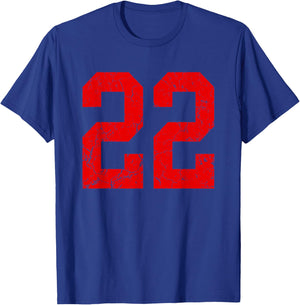 Distressed Red Number 22 Jersey Player Uniform #22 T-Shirt - T-Shirt | Royal