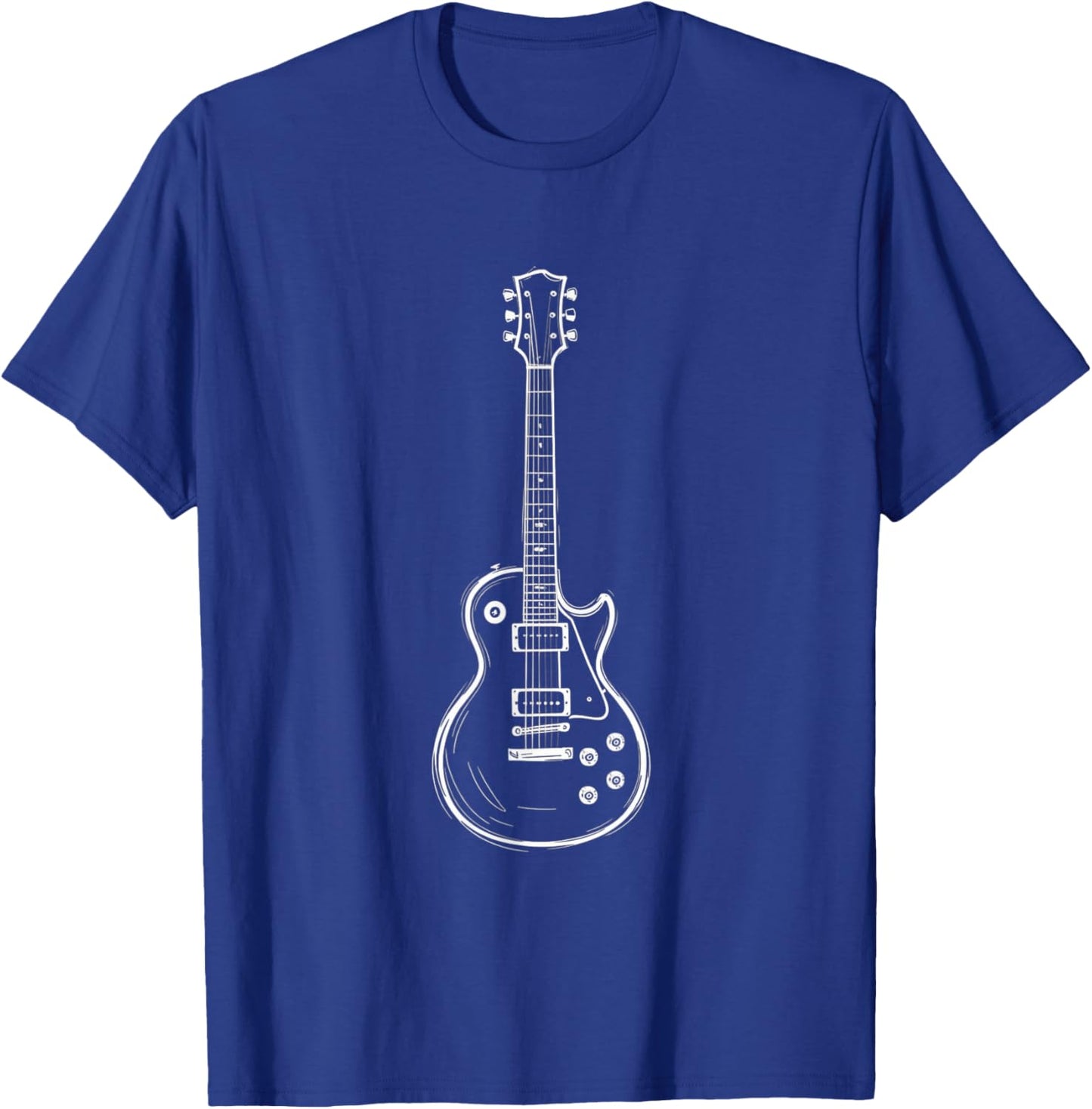 Minimal Guitar Line Art Funny Music Lover Guitarist Gifts T-Shirt - T-Shirt | Royal