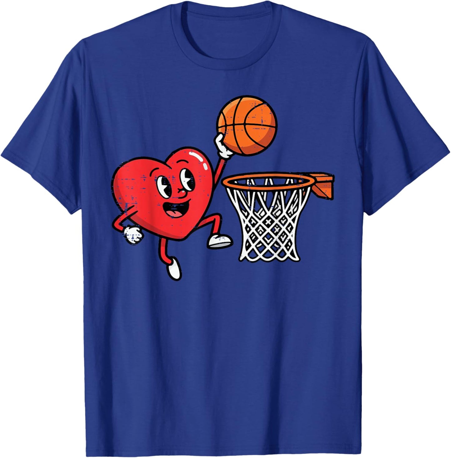 Valentines Day Basketball Heart Dunk Men Boys Kids Youth T-Shirt - T-Shirt | Royal