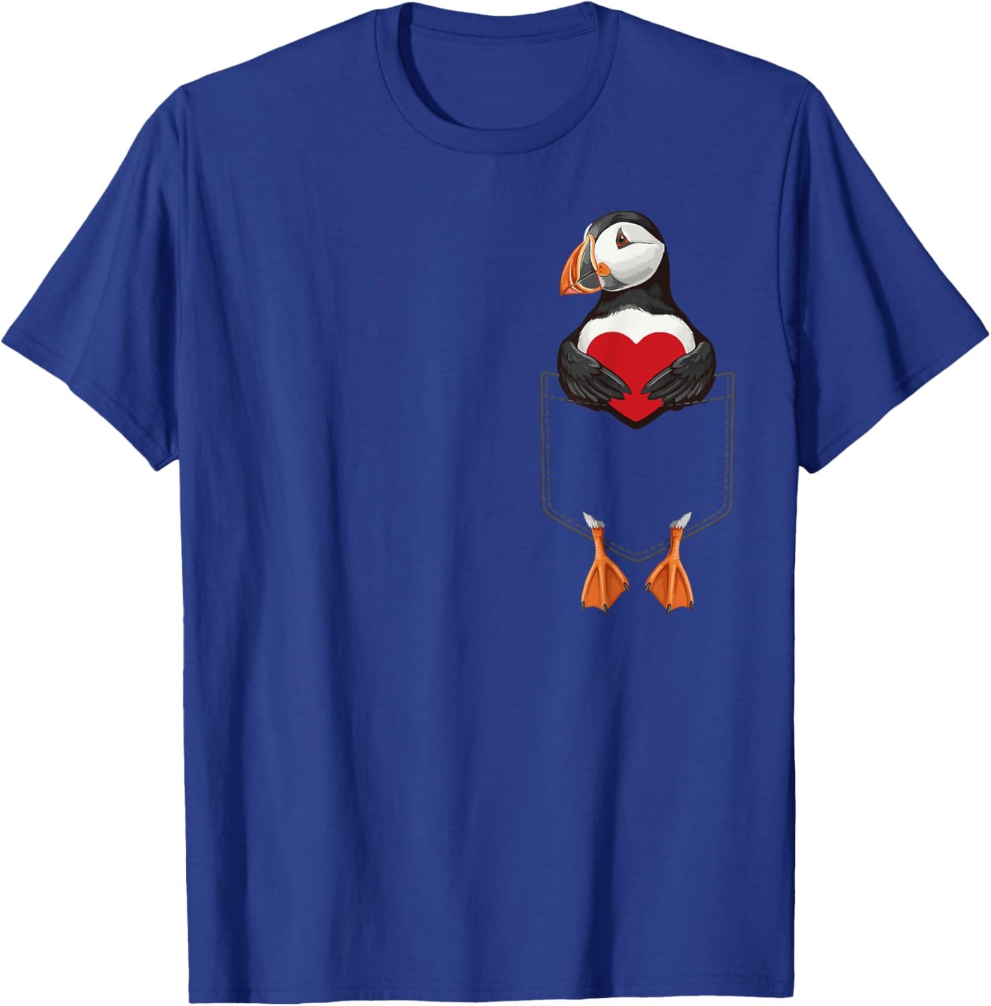 Cute Puffin in Pocket Seabird Lover Valentines T-Shirt - T-Shirt | Royal