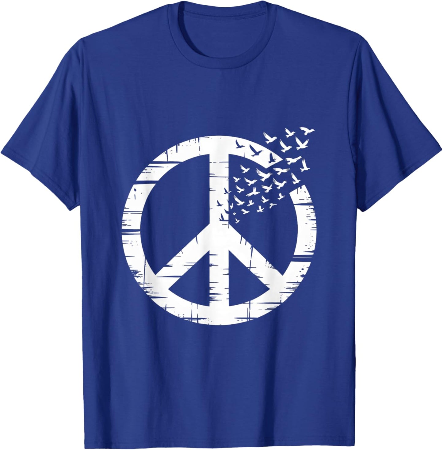 Peace Symbol Hippie Minimalist Flying Birds Activist T-Shirt - T-Shirt | Royal