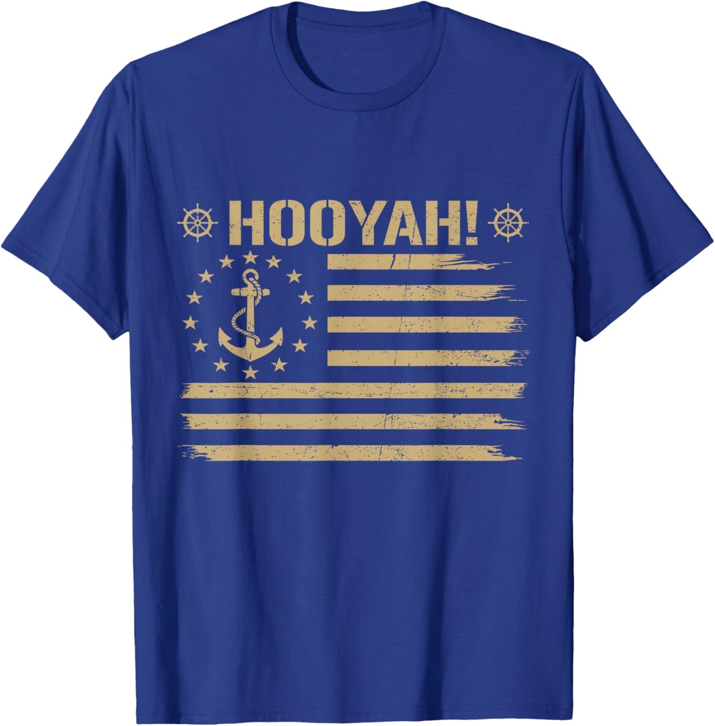 Hooyah Funny Sailor Saying Proud US Naval Veteran Flag USA T-Shirt - T-Shirt | Royal