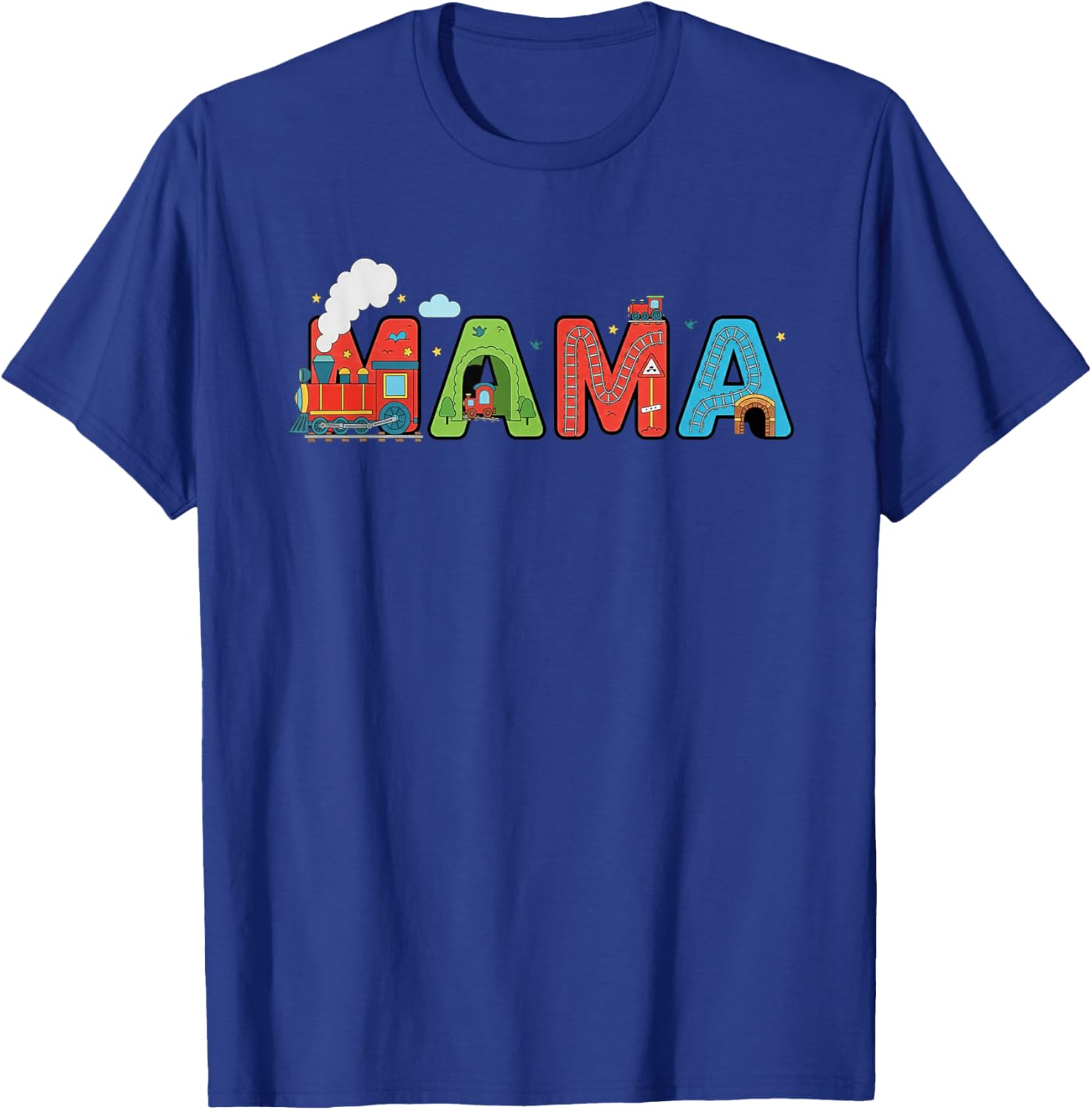 Funny Mama Birthday Boy Choo Choo Train Kids Family Party T-Shirt - T-Shirt | Royal