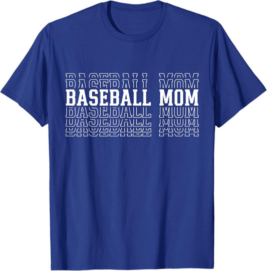 Baseball Mom Funny Layered Text Mother Mama Coach T-Shirt - T-Shirt | Royal