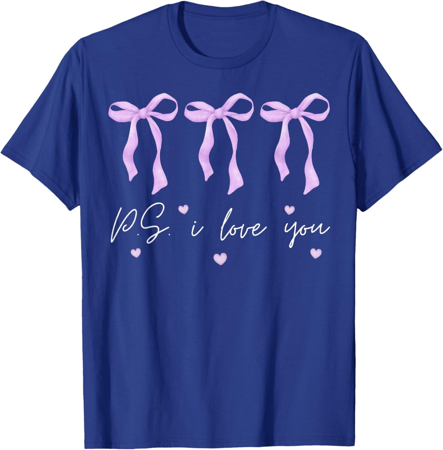 PS I Love You Day Valentine's Day Purple Heart Women Men Kid T-Shirt - T-Shirt | Royal