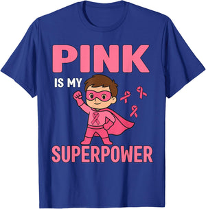 Pink is My Superpower Breast Cancer Awareness Kids Pink Boys T-Shirt - T-Shirt | Royal