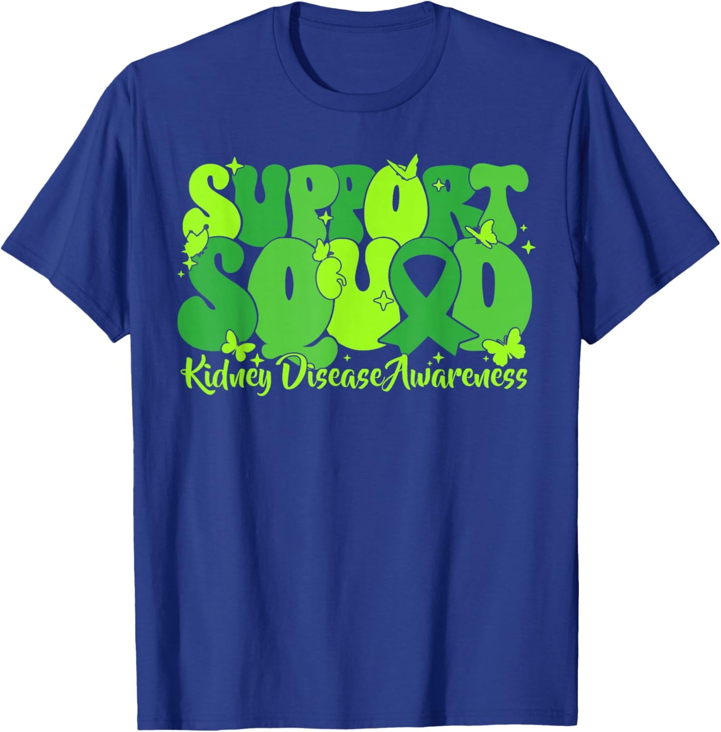 Green Ribbon Support Squad Kidney Disease Awareness PKD CKD T-Shirt - T-Shirt | Royal