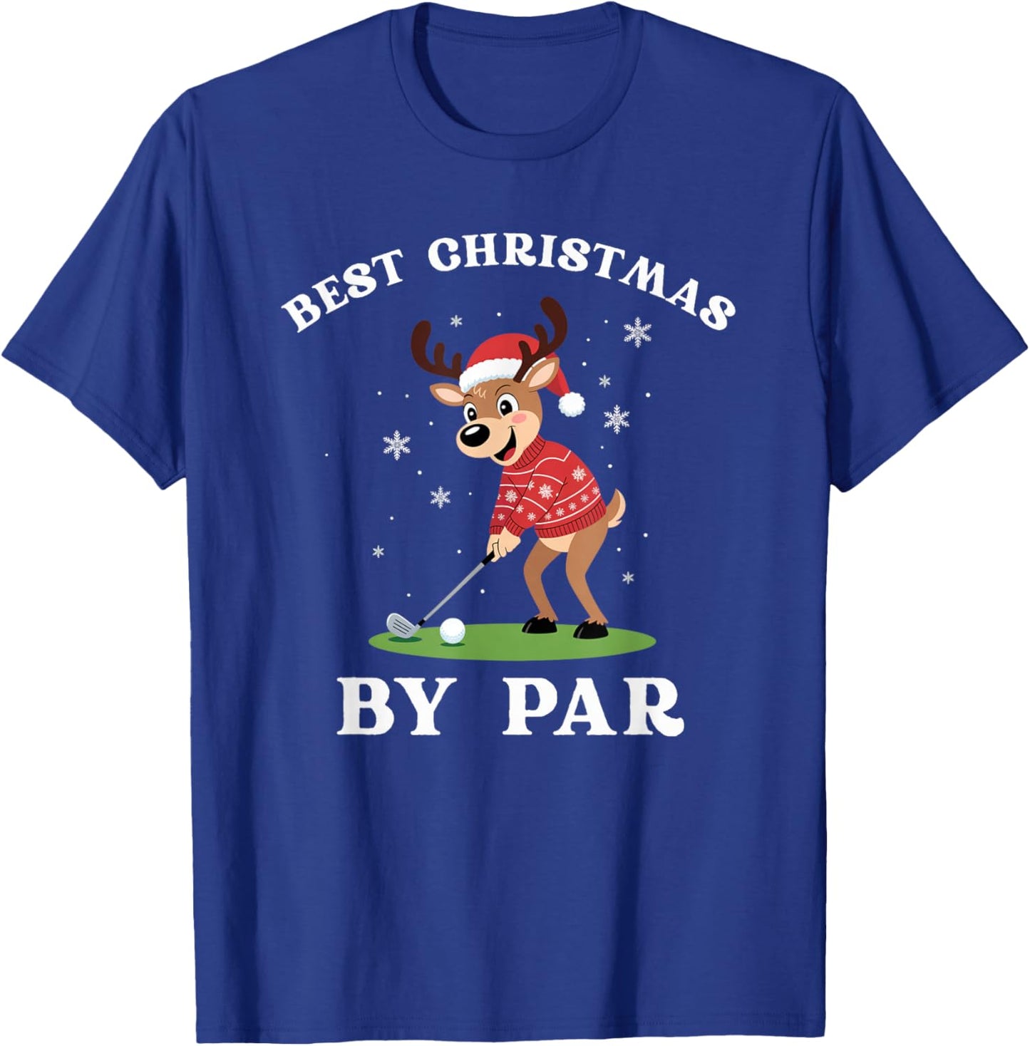 Best Christmas by Par Funny Reindeer Golfing Golfer T-Shirt - T-Shirt | Royal
