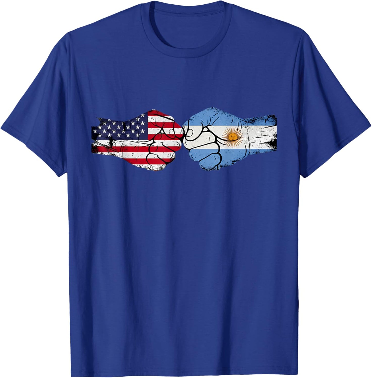 Argentina Handfist Half American Flag Half Argentinian Flag T-Shirt - T-Shirt | Royal