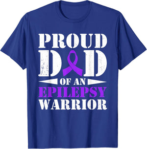 Proud Dad of an Epilepsy Warrior Purple Ribbon Awareness T-Shirt - T-Shirt | Royal