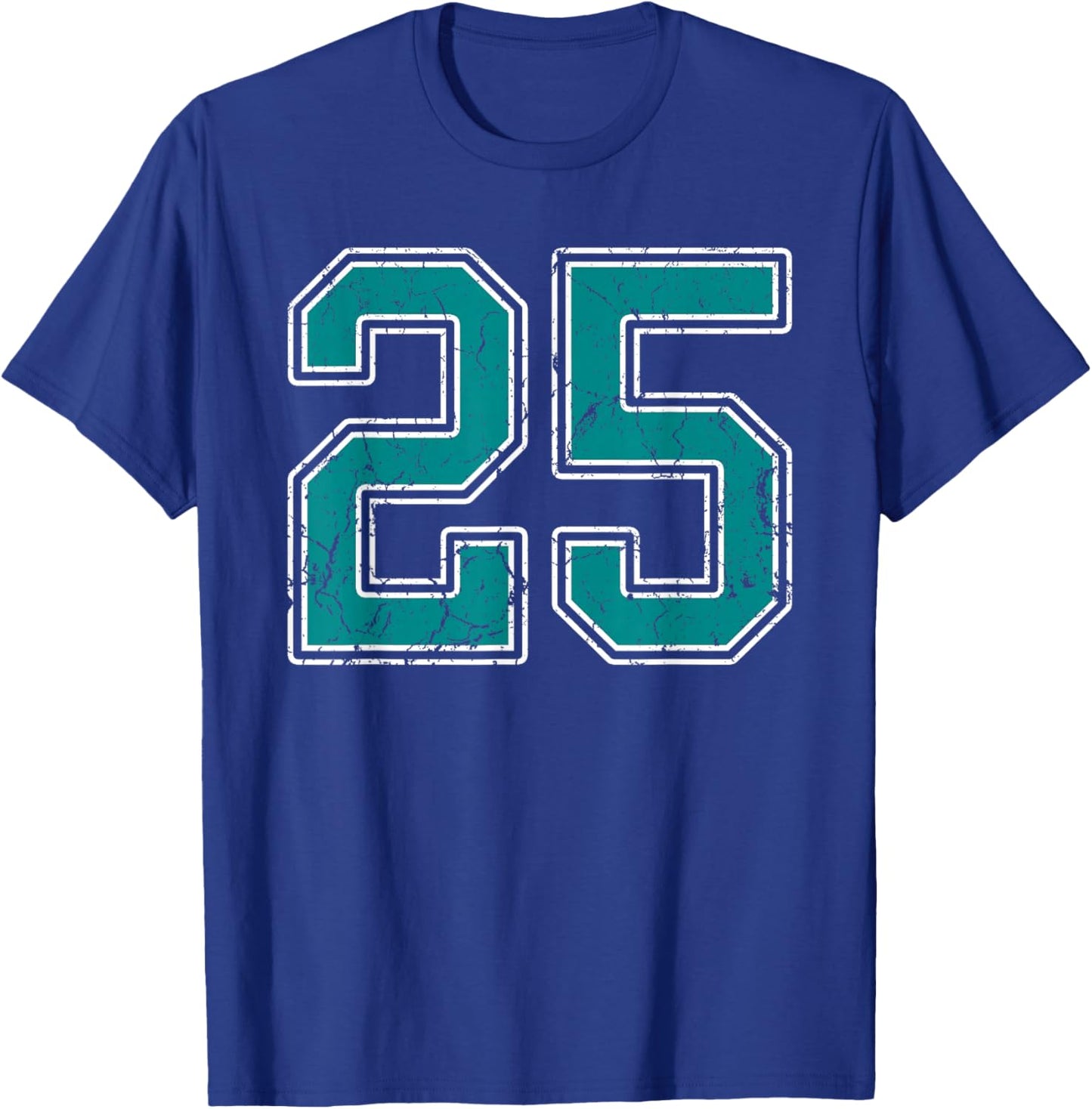 Teal and White Number 25 Jersey Player Uniform #25 Fan T-Shirt - T-Shirt | Royal