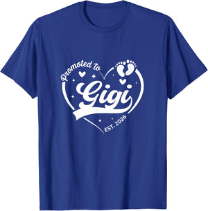 Promoted to Gigi Est 2026 Soon to Be New Grandmom Heart T-Shirt - T-Shirt | Royal