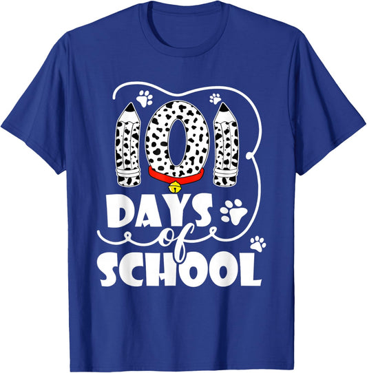 Happy 101 Days School Cute Dog 100 Days Smarter Student Kids T-Shirt - T-Shirt | Royal