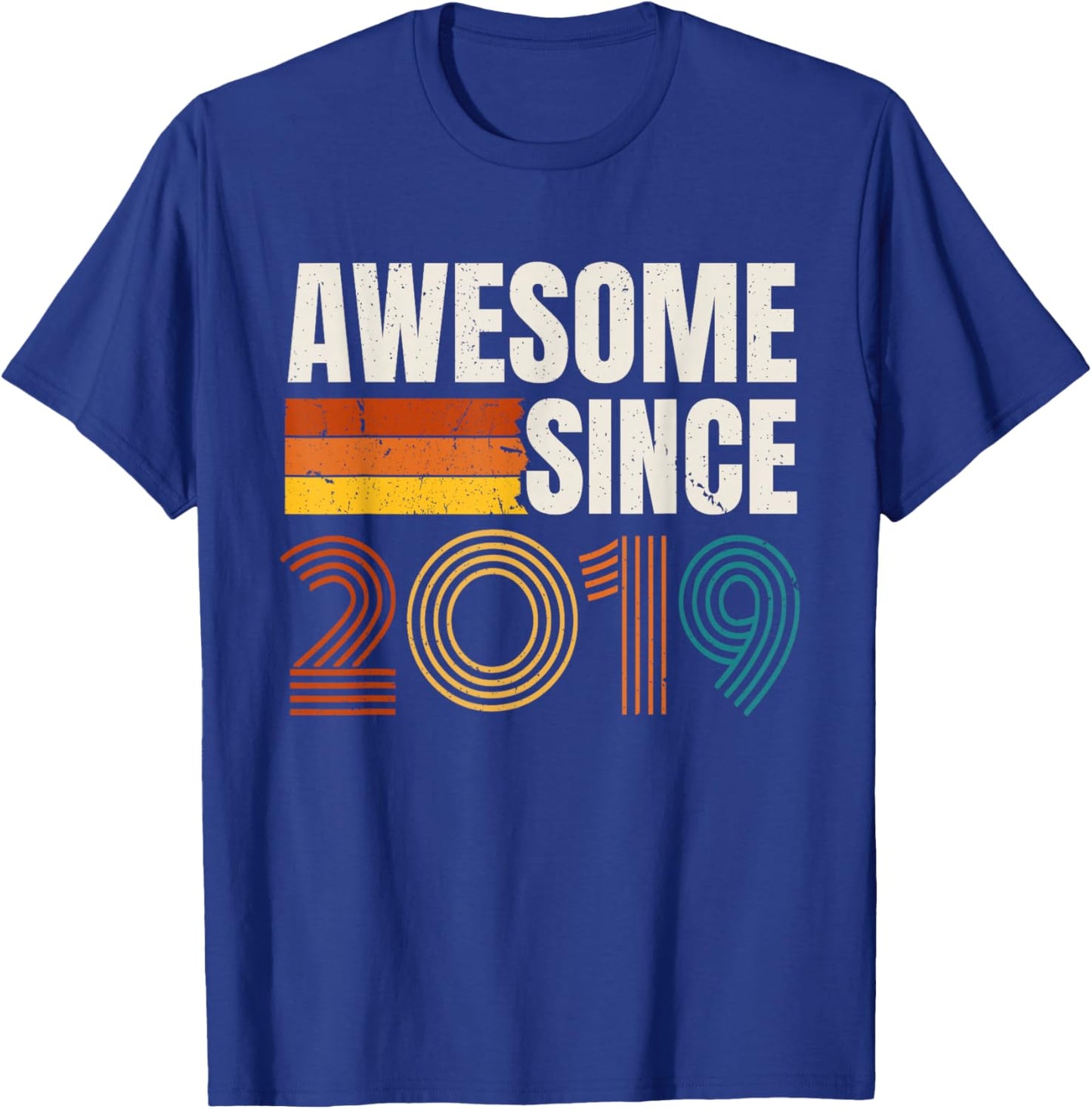 Awesome Since 2019 Vintage Year Retro Birthday T-Shirt - T-Shirt | Royal